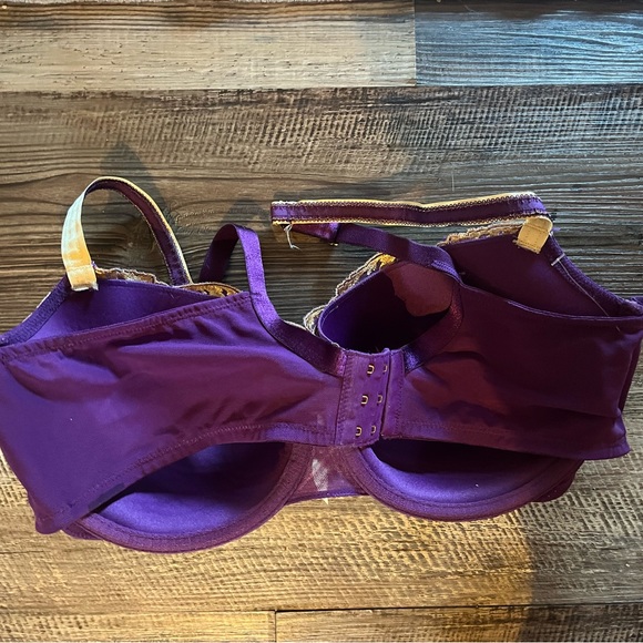 Cacique Purple and Gold Lace Bra from Lane Bryant | Size 40DDD - Picture 3 of 4